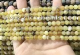 COP1765 15.5 inches 4mm round matte yellow opal beads wholesale