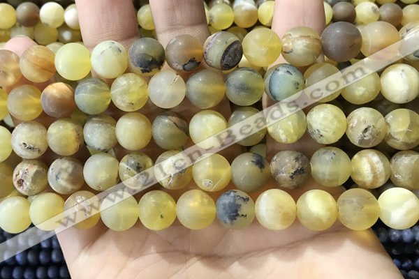 COP1768 15.5 inches 10mm round matte yellow opal beads wholesale