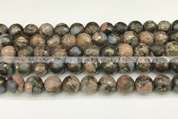 COP1812 15 inches 10mm faceted round grey opal beads