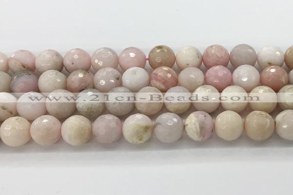 COP1851 15.5 inches 12mm faceted round pink opal gemstone beads wholesale