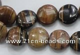 COP211 15.5 inches 14mm flat round natural brown opal gemstone beads