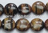 COP212 15.5 inches 16mm flat round natural brown opal gemstone beads