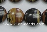 COP213 15.5 inches 20mm flat round natural brown opal gemstone beads