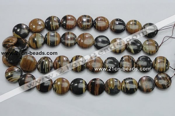 COP213 15.5 inches 20mm flat round natural brown opal gemstone beads