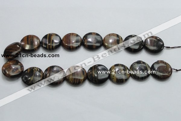 COP214 15.5 inches 25mm flat round natural brown opal gemstone beads