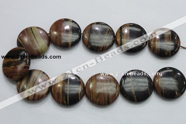 COP216 15.5 inches 35mm flat round natural brown opal gemstone beads