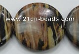 COP230 15.5 inches 40mm flat round natural brown opal gemstone beads