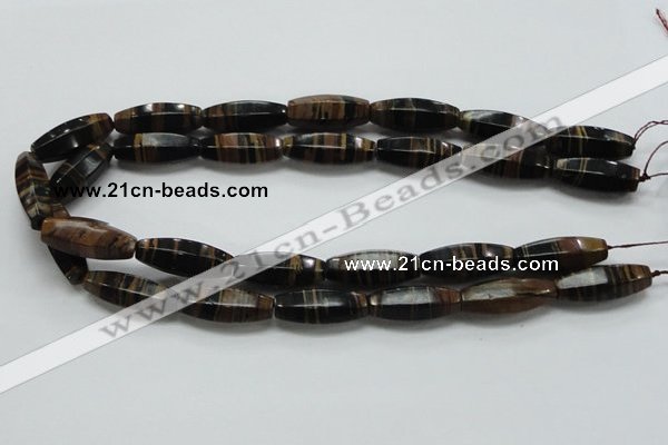 COP241 15.5 inches 10*30mm faceted rice natural brown opal gemstone beads