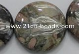 COP253 15.5 inches 40mm flat round natural grey opal gemstone beads