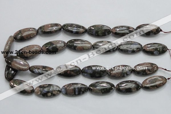 COP256 15.5 inches 15*30mm oval natural grey opal gemstone beads