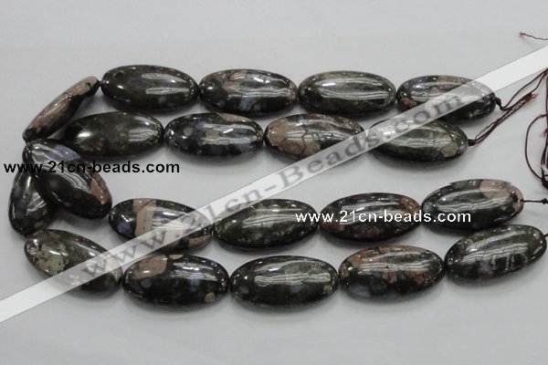 COP258 15.5 inches 20*40mm oval natural grey opal gemstone beads