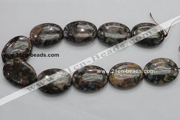 COP259 15.5 inches 30*40mm oval natural grey opal gemstone beads