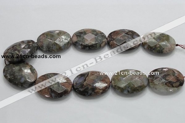 COP262 15.5 inches 30*40mm faceted oval natural grey opal beads