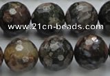 COP272 15.5 inches 20mm faceted round natural grey opal gemstone beads