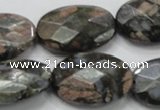 COP274 15.5 inches 20*30mm faceted oval natural grey opal gemstone beads