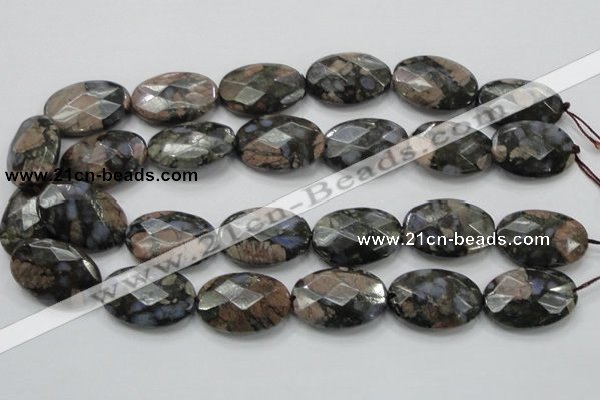 COP274 15.5 inches 20*30mm faceted oval natural grey opal gemstone beads