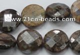 COP277 15.5 inches 20mm faceted round natural grey opal gemstone beads