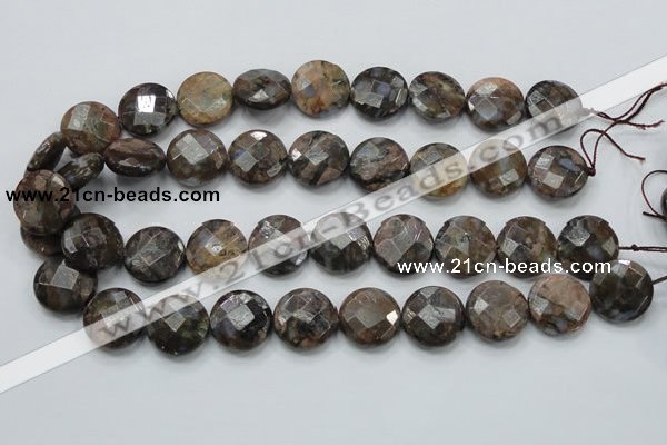 COP277 15.5 inches 20mm faceted round natural grey opal gemstone beads