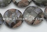 COP278 15.5 inches 25mm faceted round natural grey opal gemstone beads