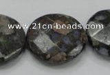 COP279 15.5 inches 30mm faceted round natural grey opal gemstone beads