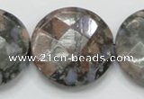 COP280 15.5 inches 35mm faceted round natural grey opal gemstone beads