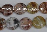 COP310 15.5 inches 15mm flat round brandy opal gemstone beads wholesale