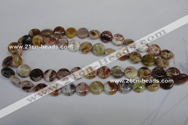 COP310 15.5 inches 15mm flat round brandy opal gemstone beads wholesale