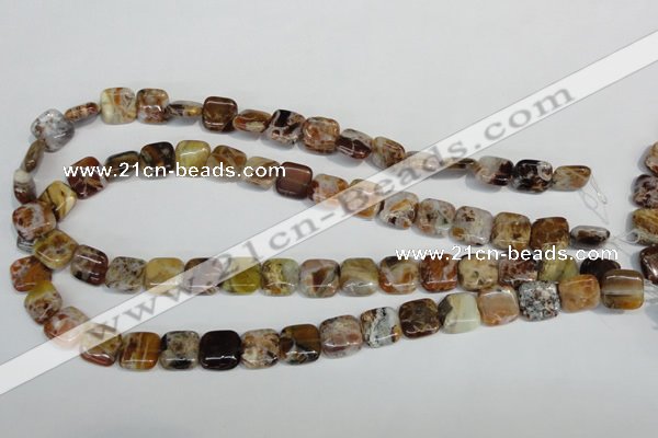 COP321 15.5 inches 12*12mm square brandy opal gemstone beads wholesale