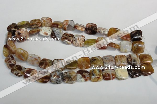 COP322 15.5 inches 16*16mm square brandy opal gemstone beads wholesale