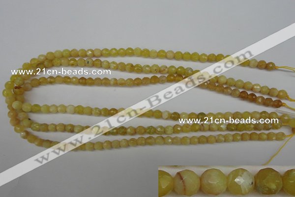 COP334 15.5 inches 6mm faceted round yellow opal gemstone beads