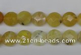 COP345 15.5 inches 10mm faceted coin yellow opal gemstone beads