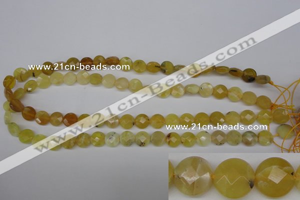 COP345 15.5 inches 10mm faceted coin yellow opal gemstone beads