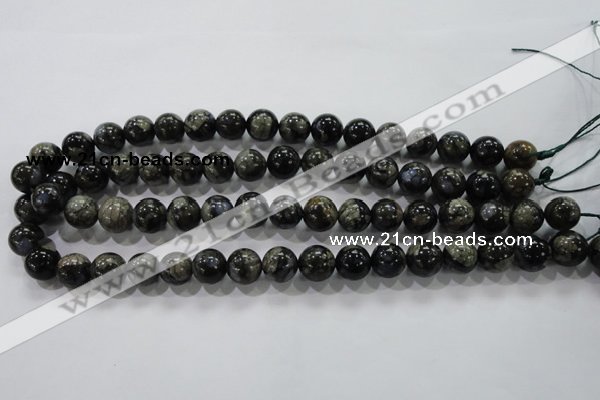 COP455 15.5 inches 12mm round natural grey opal gemstone beads