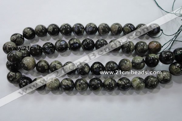 COP457 15.5 inches 16mm round natural grey opal gemstone beads