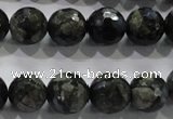 COP464 15.5 inches 12mm faceted round natural grey opal gemstone beads