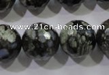 COP467 15.5 inches 18mm faceted round natural grey opal gemstone beads