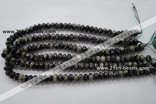 COP475 15.5 inches 6*10mm faceted rondelle natural grey opal beads