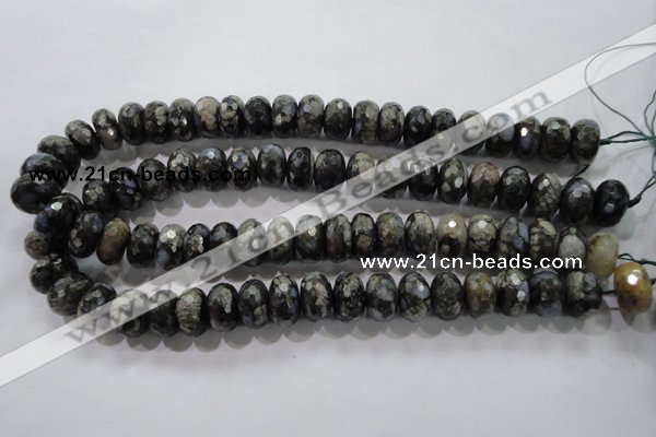 COP477 15.5 inches 10*16mm faceted rondelle natural grey opal beads