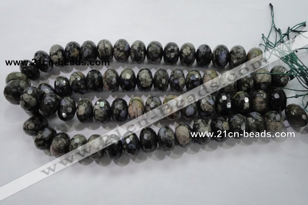 COP478 15.5 inches 13*18mm faceted rondelle natural grey opal beads