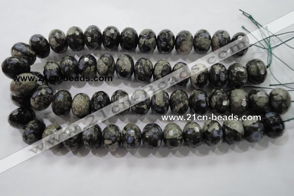 COP479 15.5 inches 15*20mm faceted rondelle natural grey opal beads