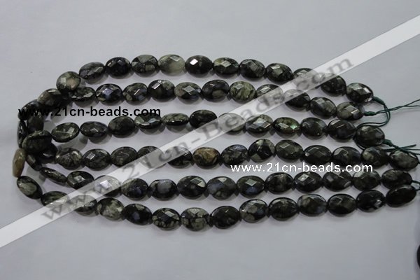 COP486 15.5 inches 10*14mm faceted oval natural grey opal beads