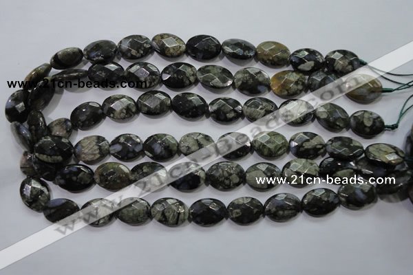 COP487 15.5 inches 13*18mm faceted oval natural grey opal beads