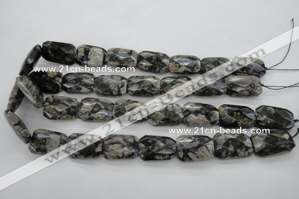 COP492 18*25mm faceted & twisted rectangle natural grey opal beads