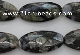 COP494 15.5 inches 15*30mm faceted oval natural grey opal beads