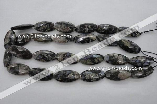 COP494 15.5 inches 15*30mm faceted oval natural grey opal beads