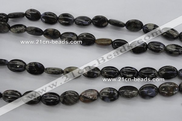 COP496 15.5 inches 10*14mm oval natural grey opal gemstone beads