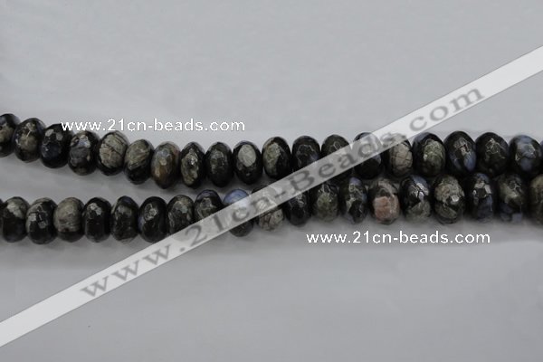 COP499 15.5 inches 8*12mm faceted rondelle natural grey opal beads