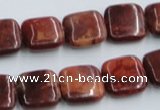 COP527 15.5 inches 14*14mm square red opal gemstone beads wholesale