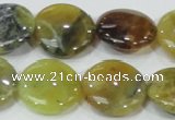 COP553 15.5 inches 20mm flat round yellow & green natural opal beads