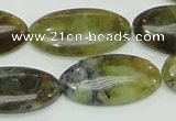 COP554 15.5 inches 15*30mm oval yellow & green natural opal beads